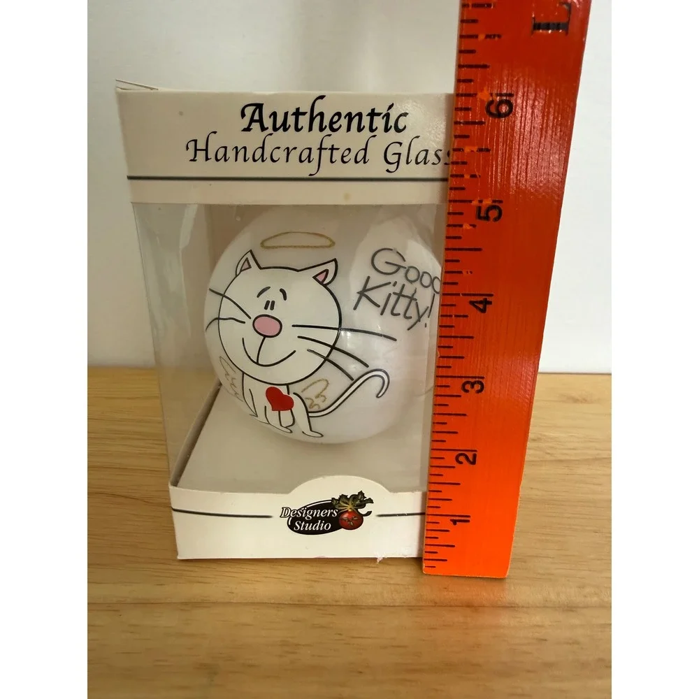 Good Kitty Cat Christmas Ornament Designers Studio Authentic Handcrafted‎ Glass